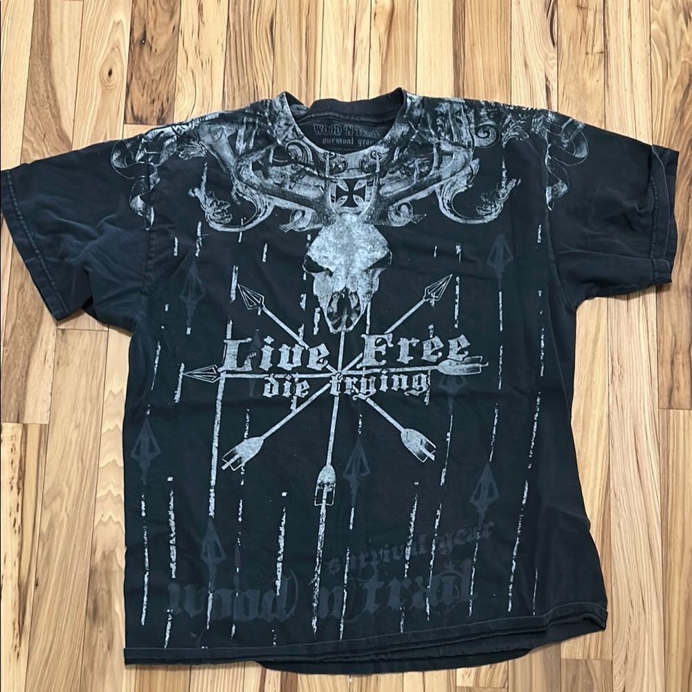 Live Free Die Trying Black Graphic Tee